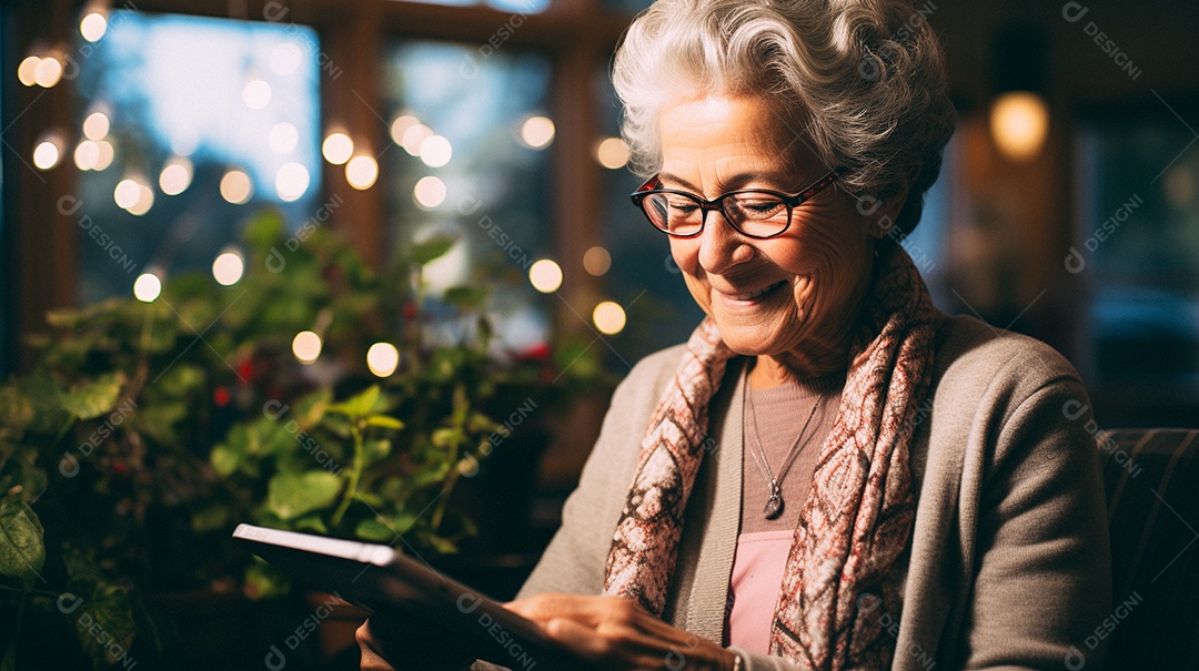 Em uma sala de estar bem iluminada, um idoso é capturado