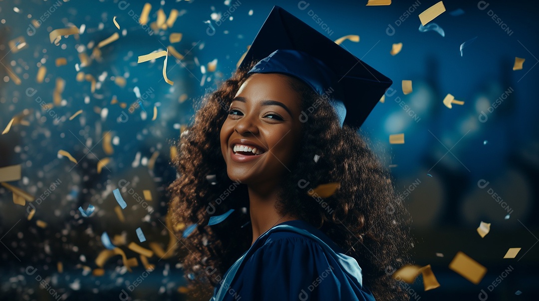 Garota de formatura africana atraente com vestido de formatura