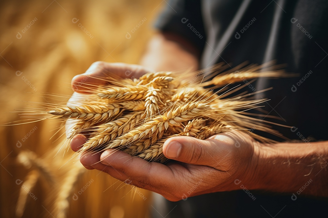 Trigo nas mãos de um fazendeiro