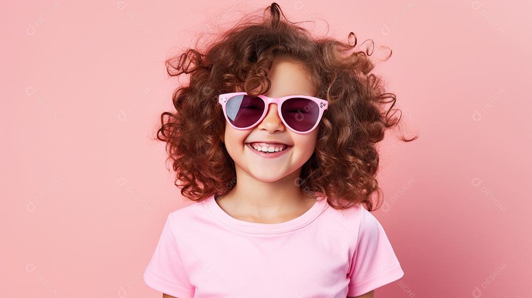 Garota feliz isolada no fundo do estúdio