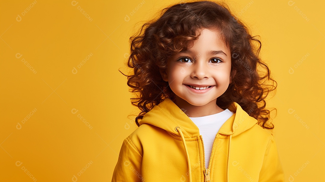 Garota feliz isolada no fundo do estúdio