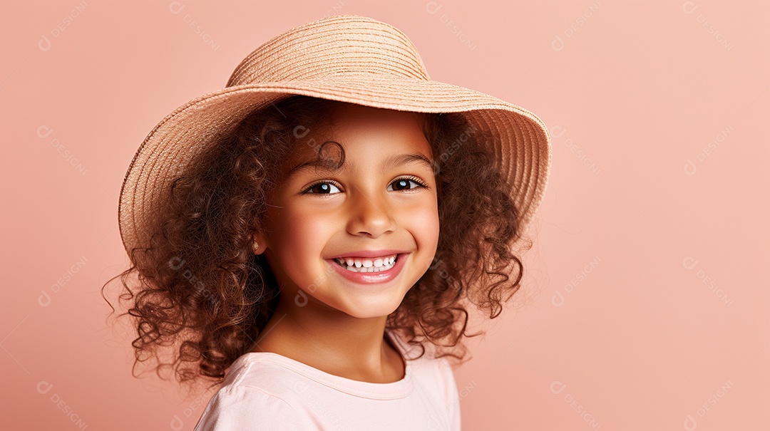 Garota feliz isolada no fundo do estúdio