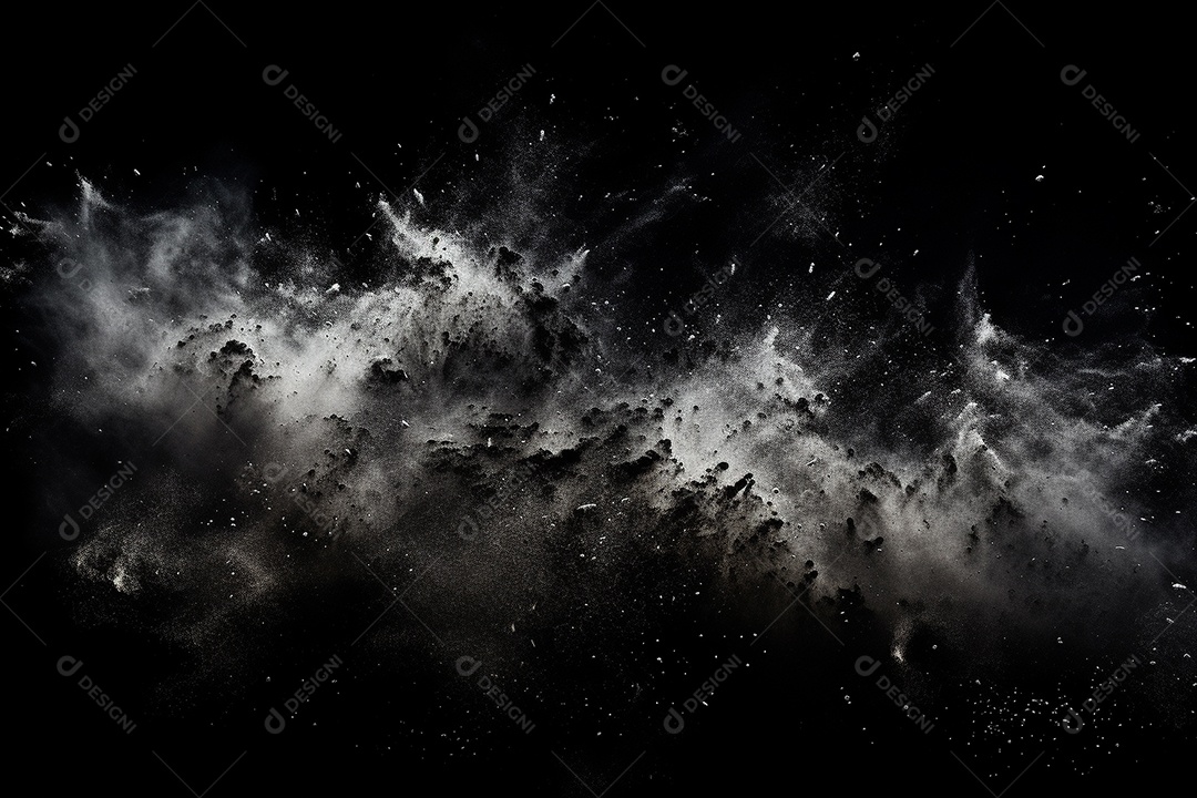 Poeira branca e arranhões em um fundo preto