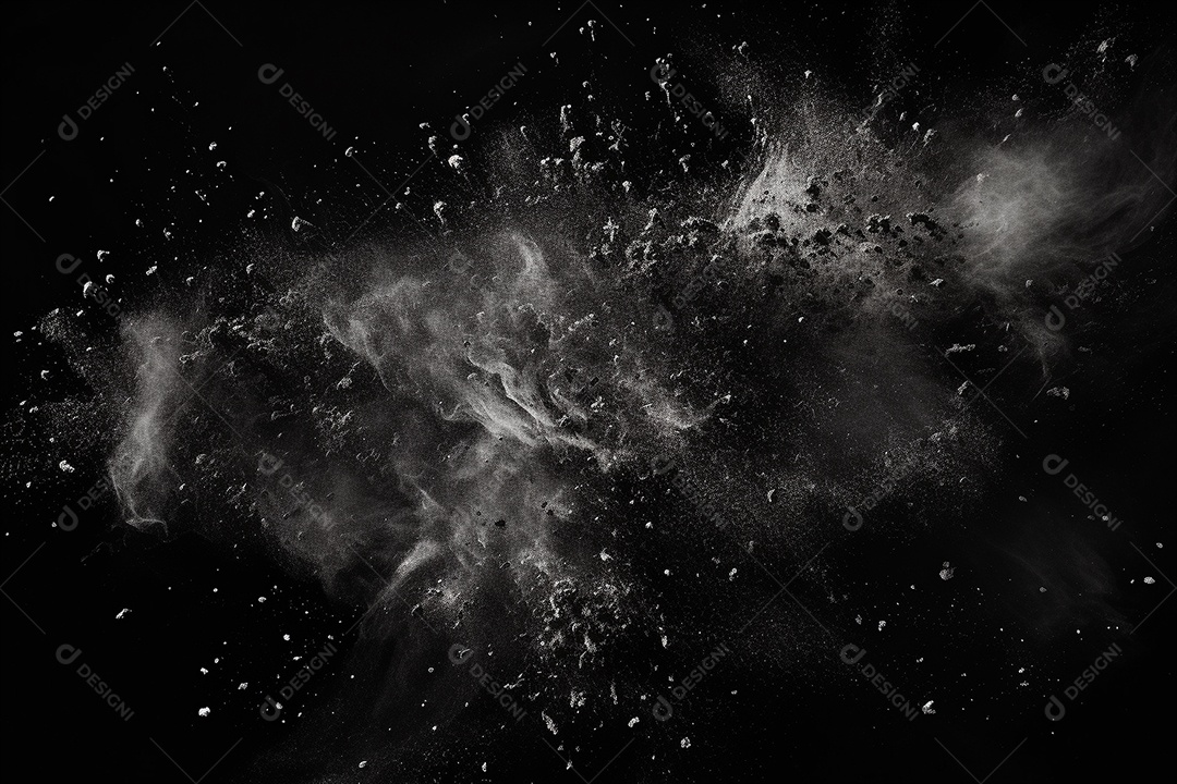 Poeira branca e arranhões em um fundo preto