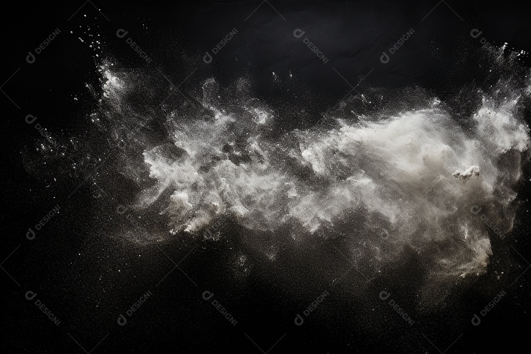Poeira branca e arranhões em um fundo preto