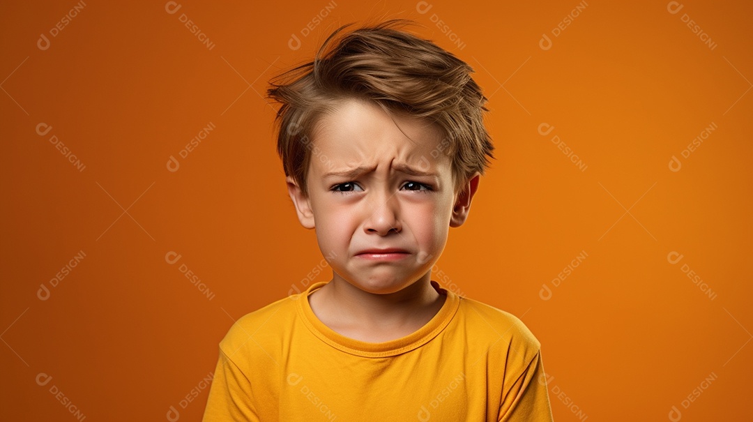 Menino garoto chorando isolado no fundo colorido