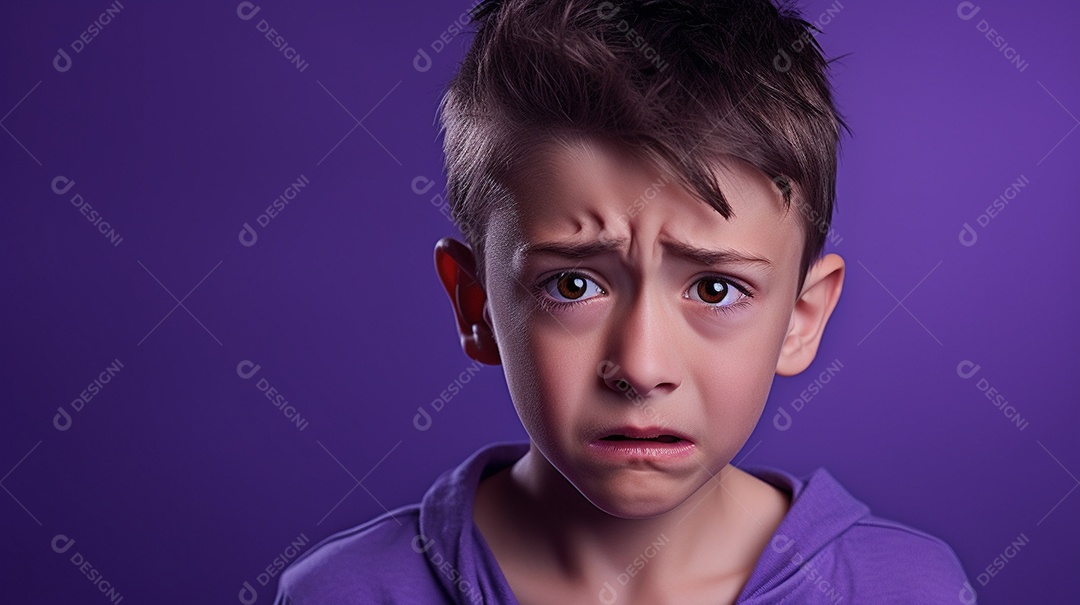 Menino garoto chorando isolado no fundo colorido