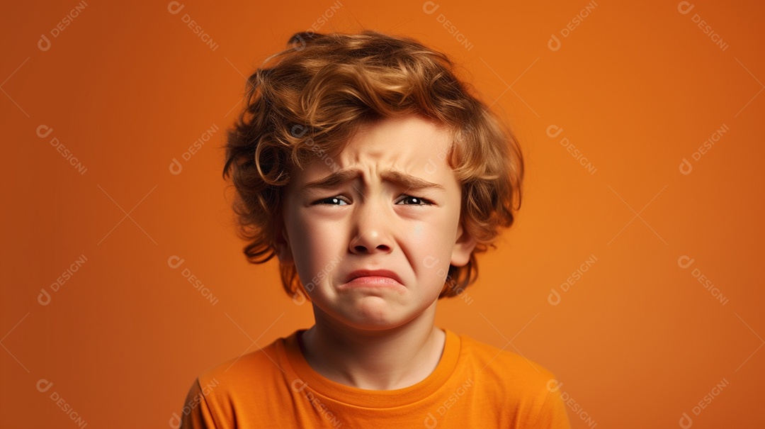 Menino garoto chorando isolado no fundo colorido