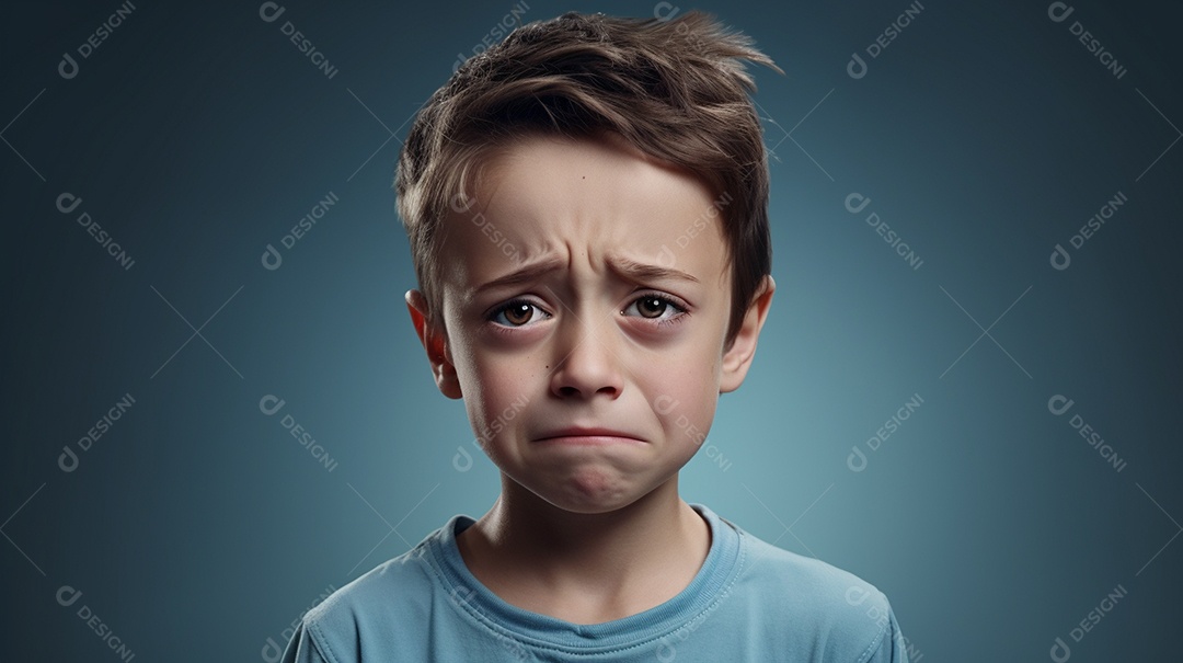 Menino garoto chorando isolado no fundo colorido