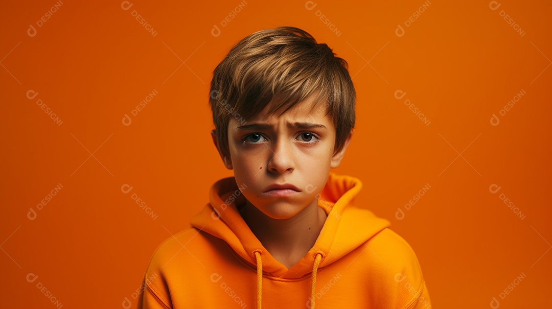 Menino garoto chorando isolado no fundo colorido