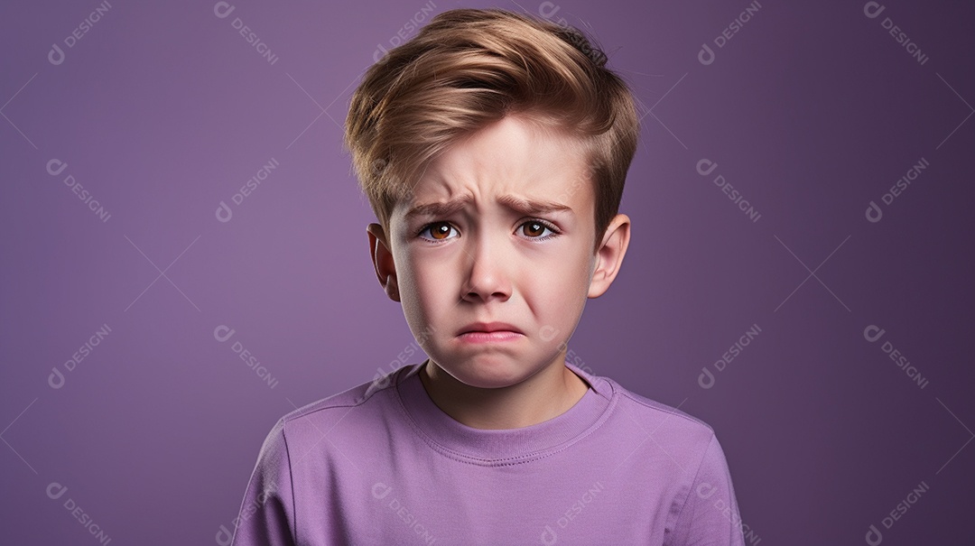 Menino garoto chorando isolado no fundo colorido