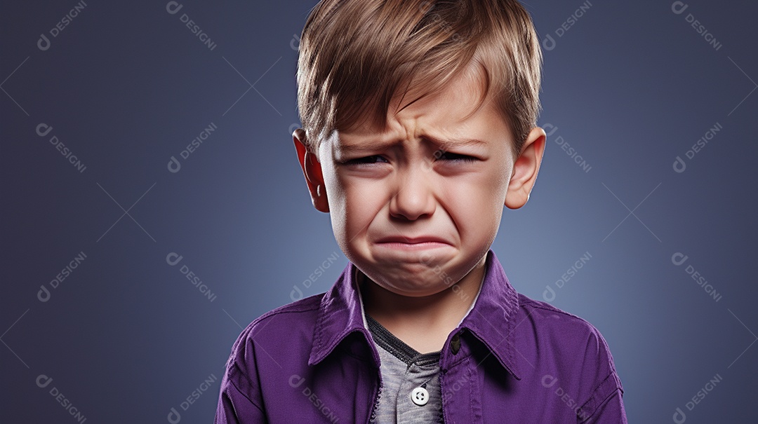 Menino garoto chorando isolado no fundo colorido