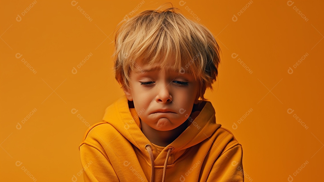 Menino garoto chorando isolado no fundo colorido