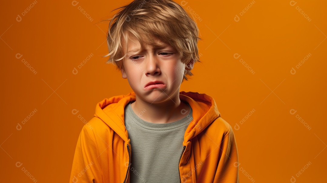 Menino garoto chorando isolado no fundo colorido