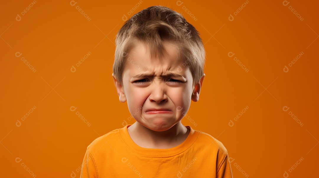 Menino garoto chorando isolado no fundo colorido