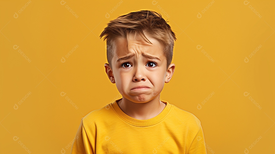 Menino garoto chorando isolado no fundo colorido