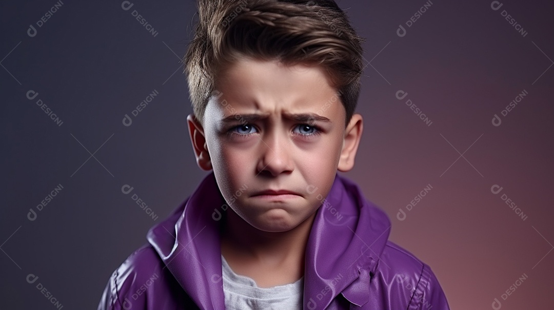 Menino garoto chorando isolado no fundo colorido