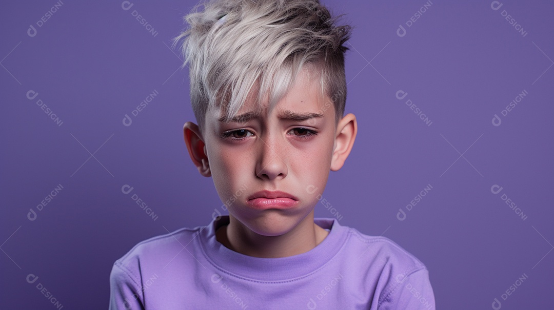 Menino garoto chorando isolado no fundo colorido