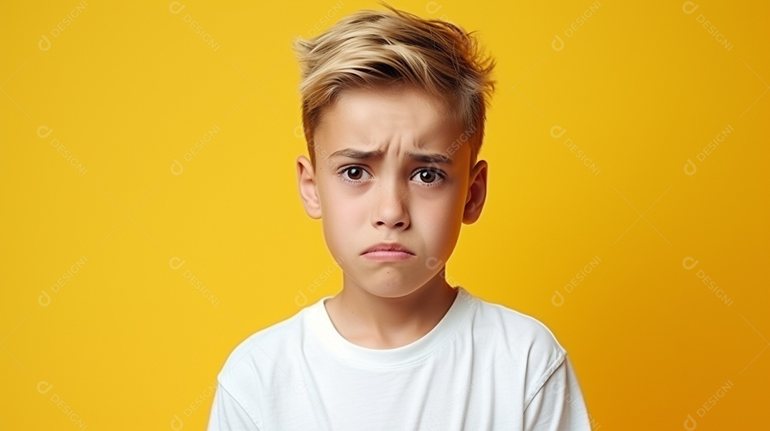 Menino garoto chorando isolado no fundo colorido