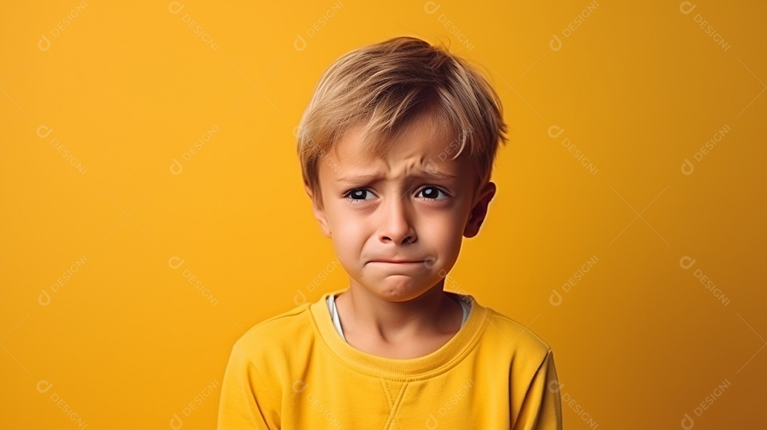 Menino garoto chorando isolado no fundo colorido