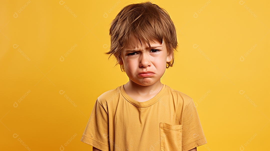 Menino garoto chorando isolado no fundo colorido