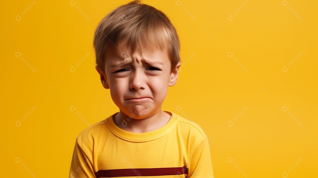 Menino garoto chorando isolado no fundo colorido