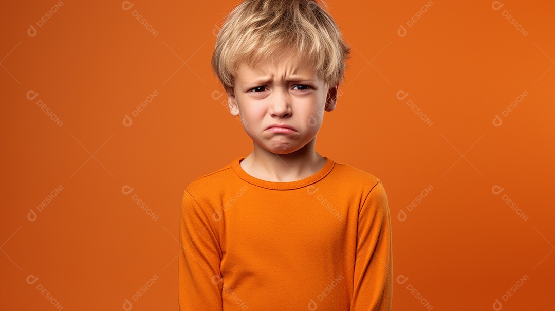 Chora menino garoto isolado no fundo do estúdio