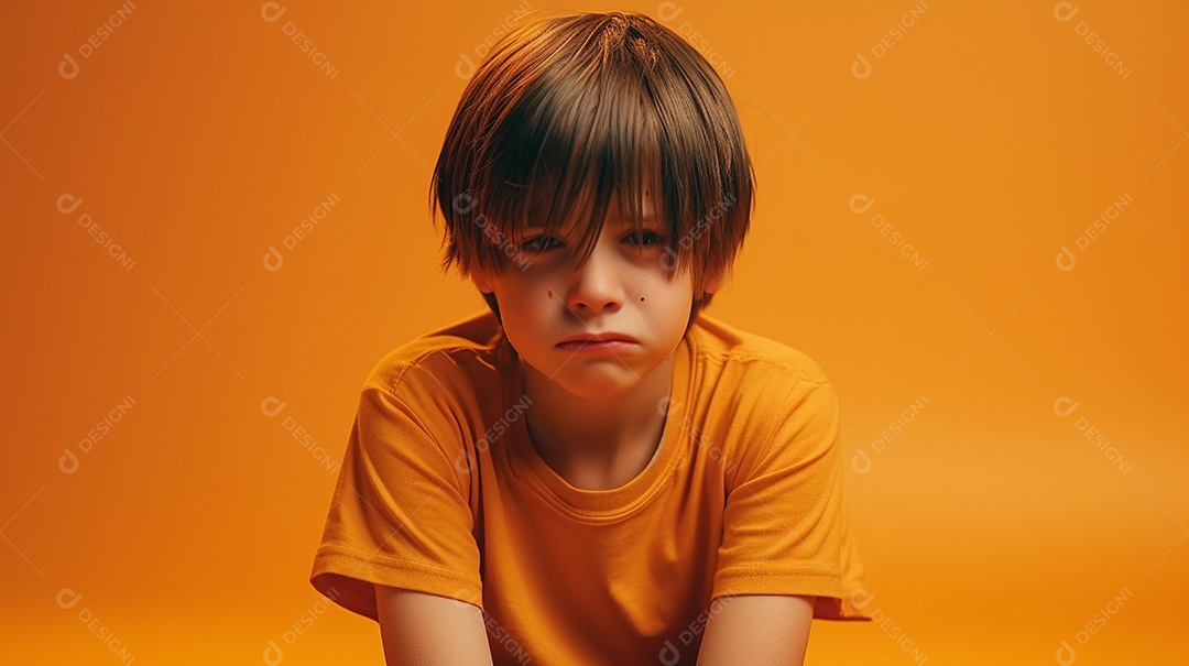 Chora menino garoto isolado no fundo do estúdio