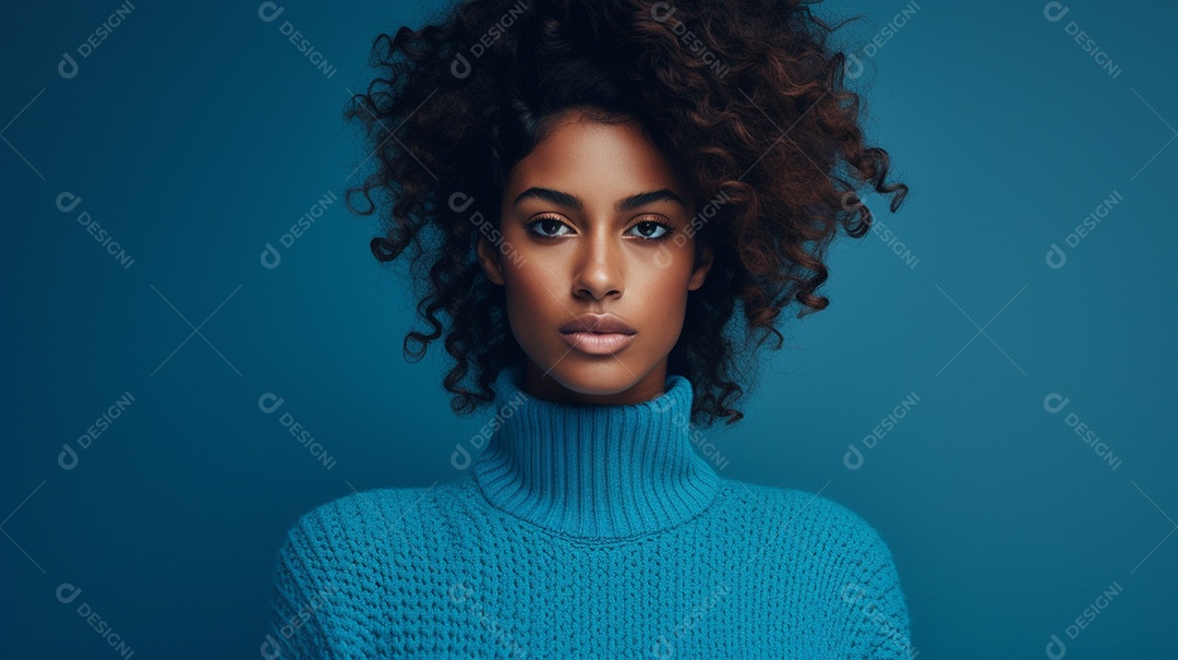 Linda mulher negra com suéter de lã