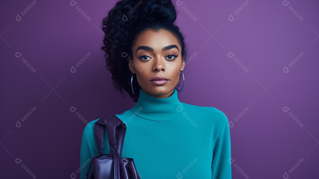 Linda mulher negra com suéter de lã