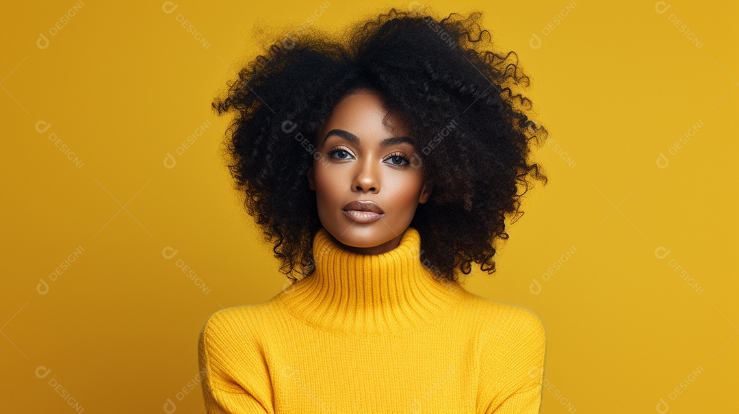 Linda mulher negra com suéter de lã