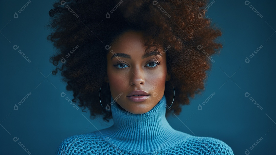 Linda mulher negra com suéter de lã