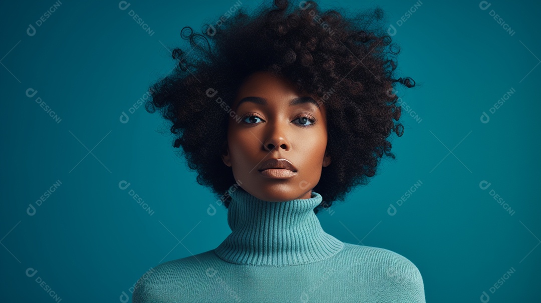 Linda mulher negra com suéter de lã