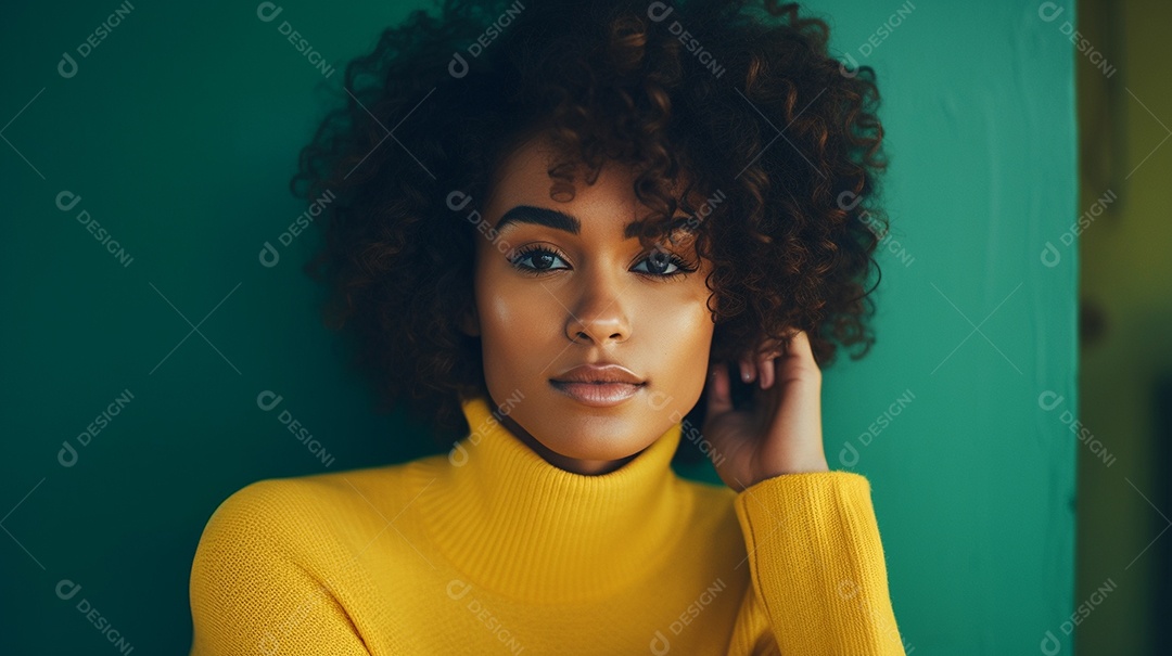 Linda mulher negra com suéter de lã