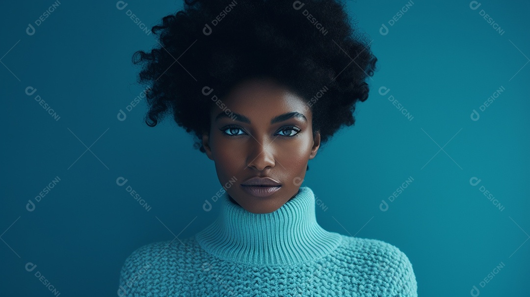 Linda mulher negra com suéter de lã