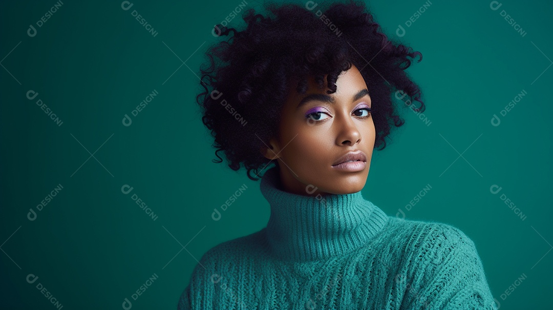 Linda mulher negra com suéter de lã