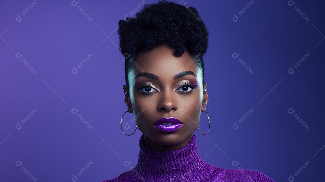 Linda mulher negra com suéter de lã