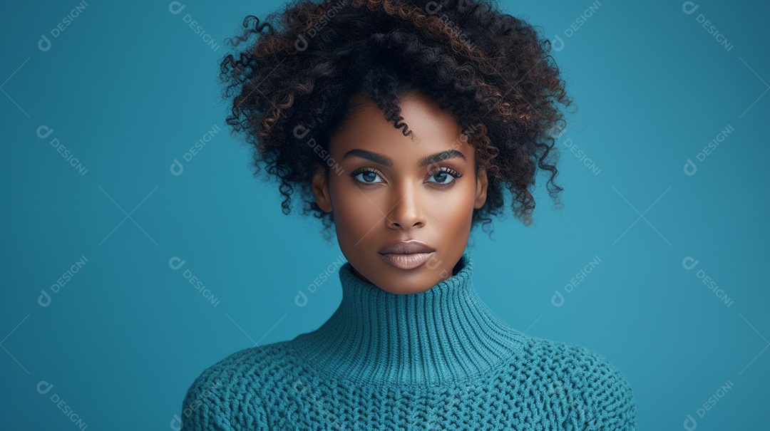 Linda mulher negra com suéter de lã