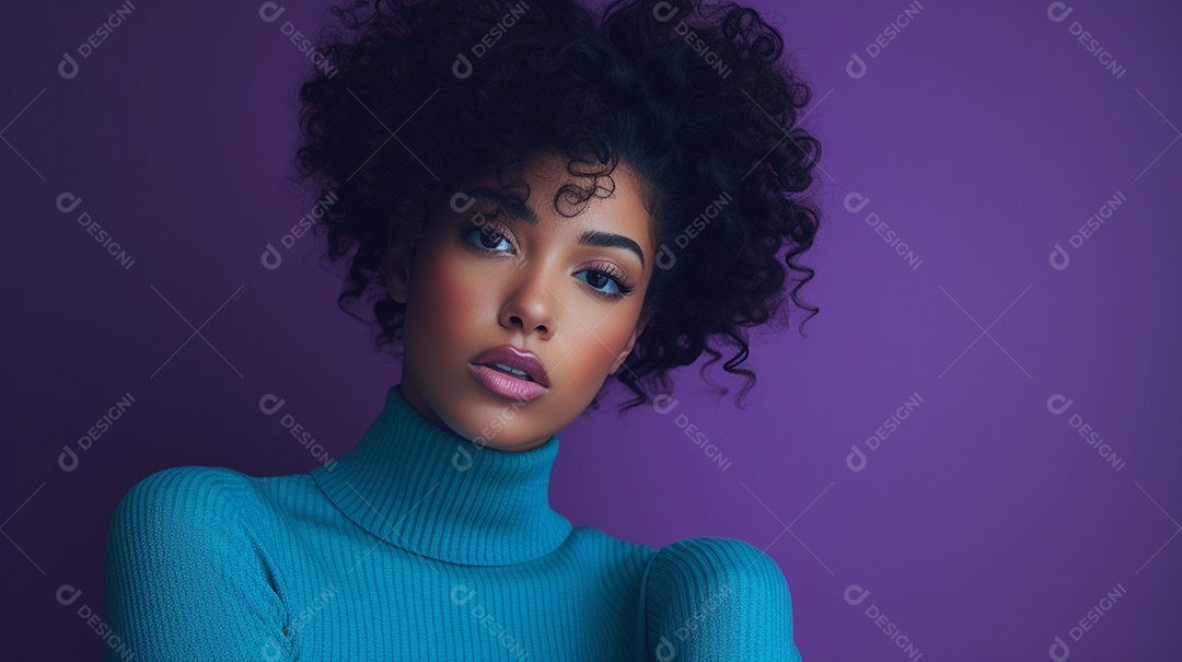 Linda mulher negra com suéter de lã