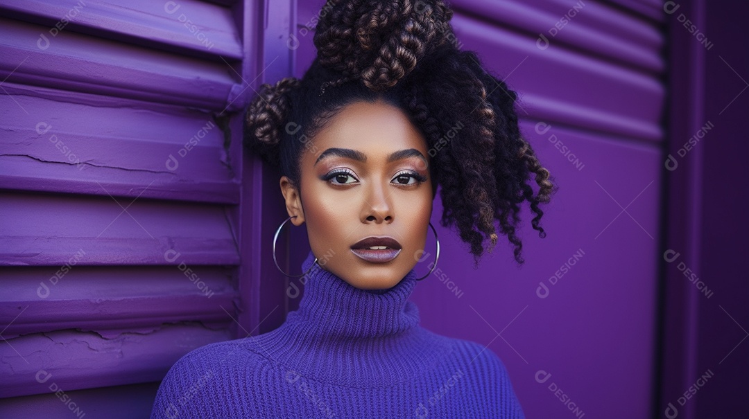 Linda mulher negra com suéter de lã