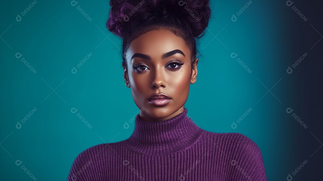 Linda mulher negra com suéter de lã