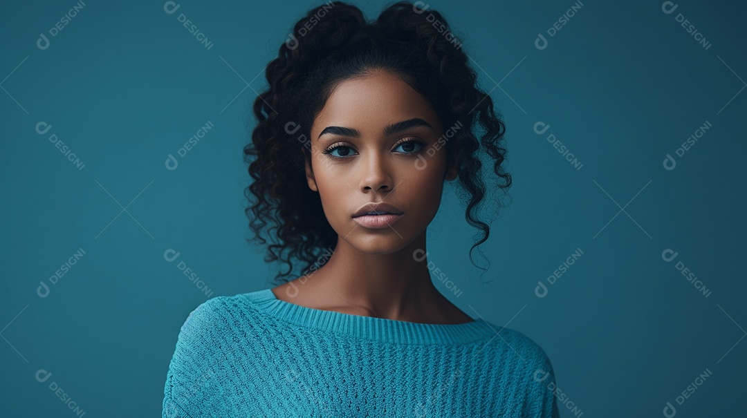 Linda mulher negra com suéter de lã