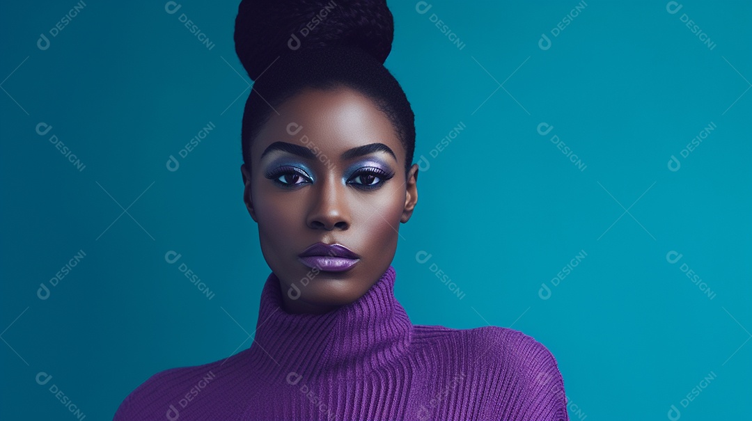 Linda mulher negra com suéter de lã