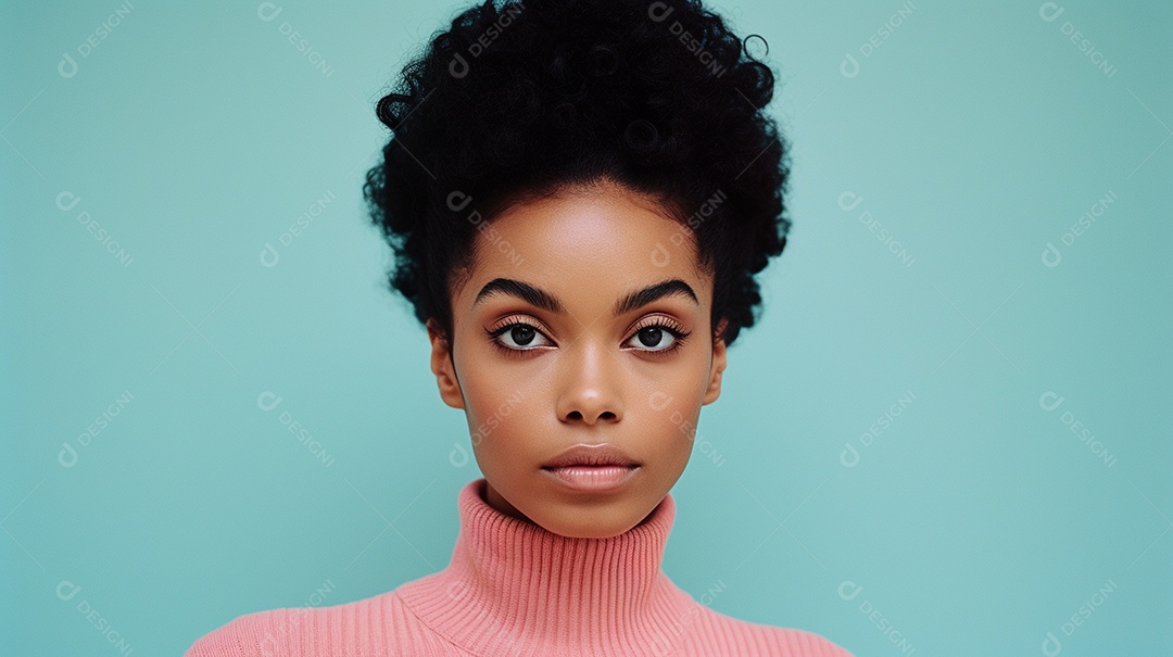 Linda mulher negra com suéter de lã