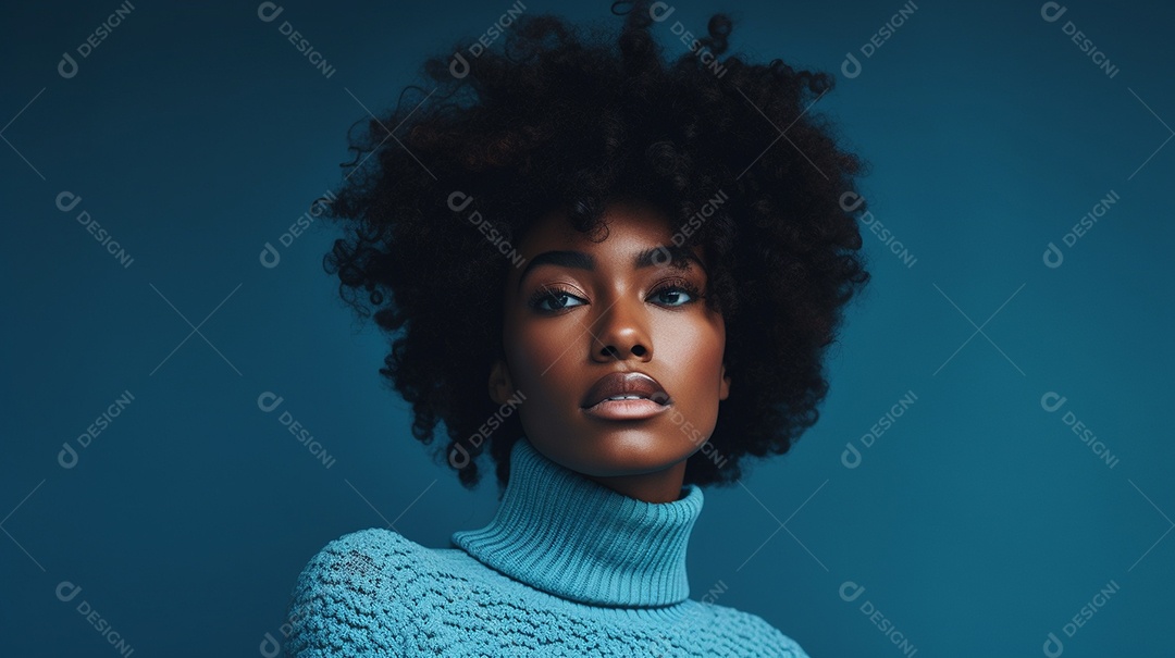 Linda mulher negra com suéter de lã