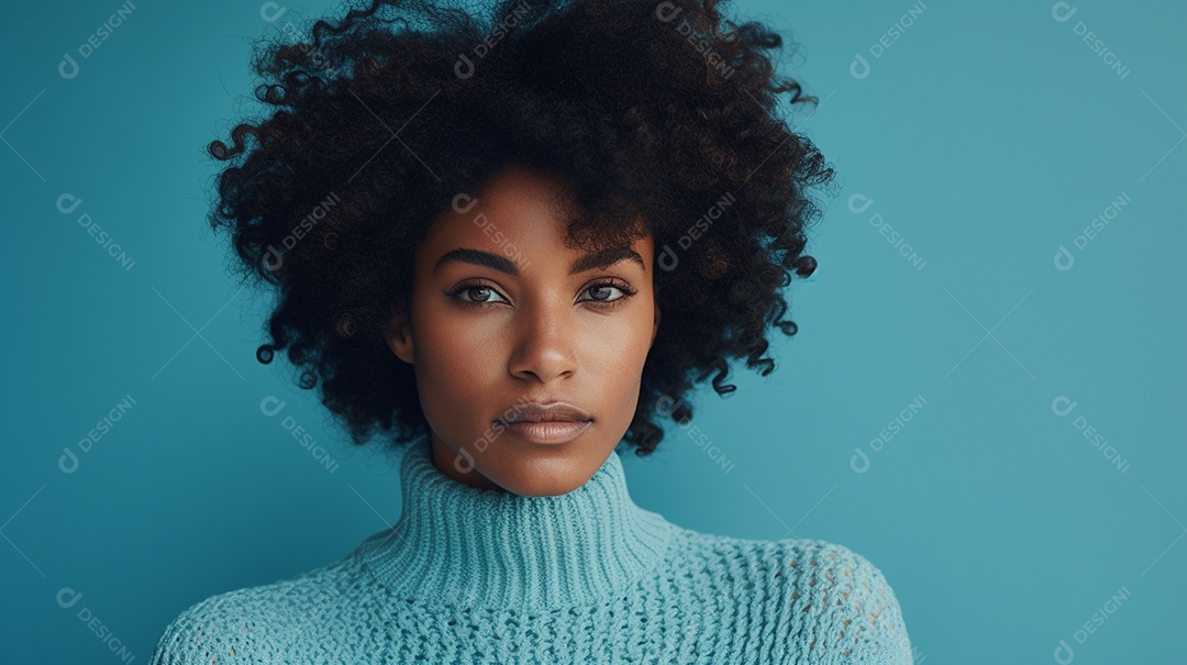 Linda mulher negra com suéter de lã