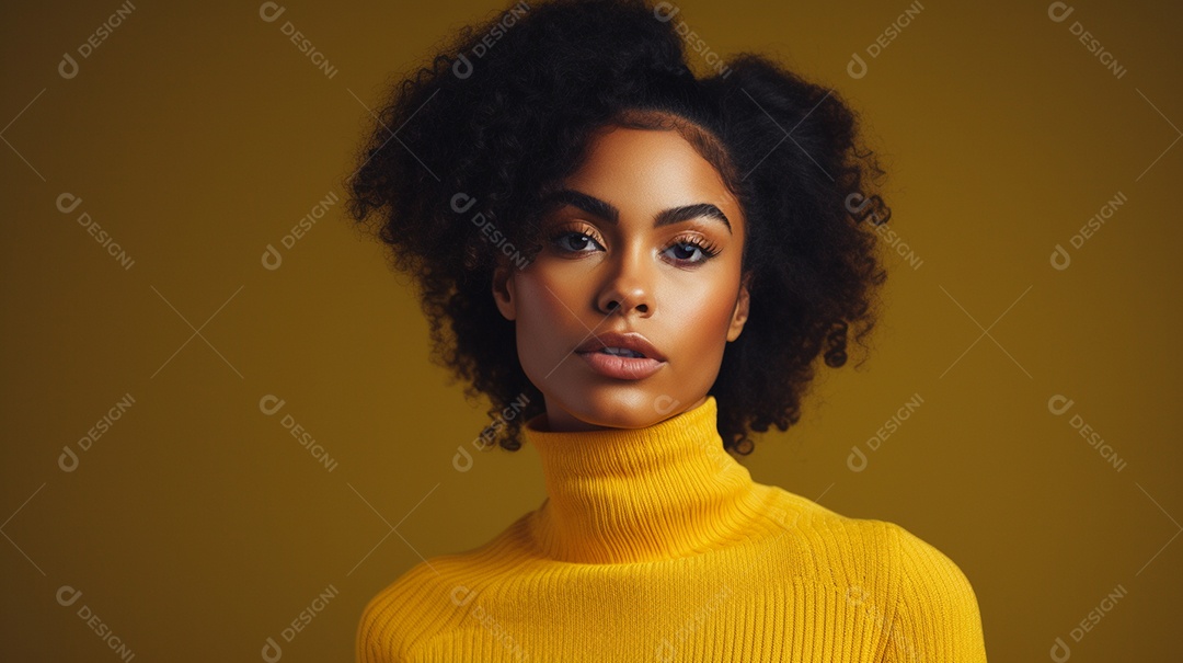 Linda mulher negra com suéter de lã