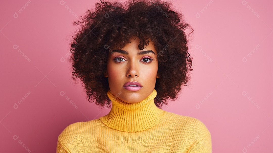 Linda mulher negra com suéter de lã