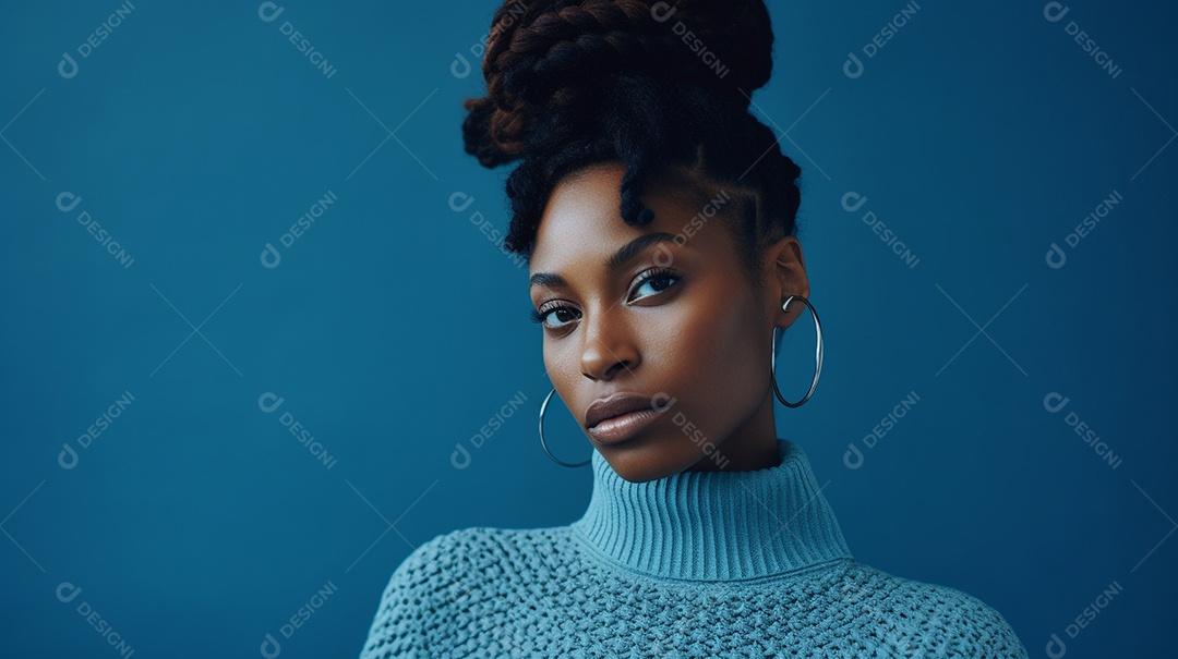 Linda mulher negra com suéter de lã