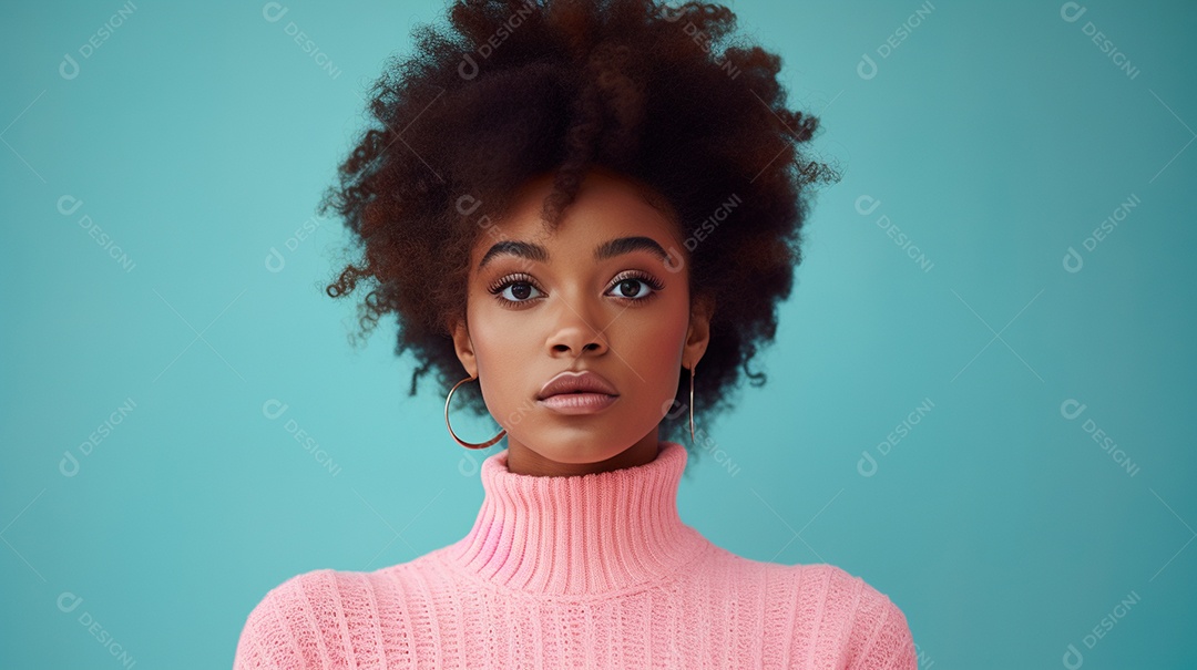 Linda mulher negra com suéter de lã